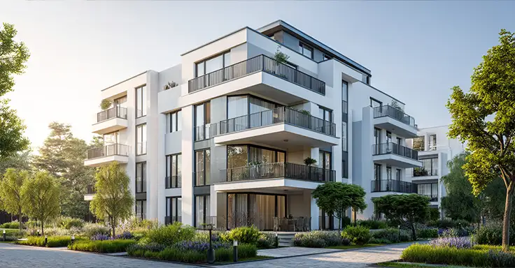 Modernes Mehrfamilienhaus mit Balkonen