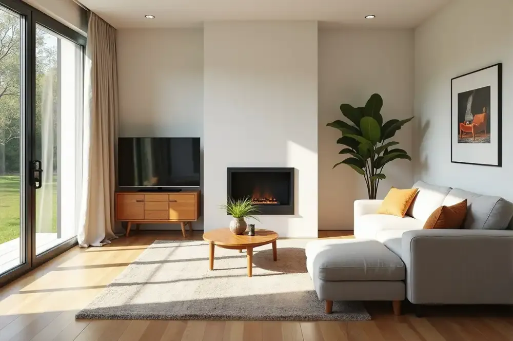 Helles Wohnzimmer einer Eigentumswohnung